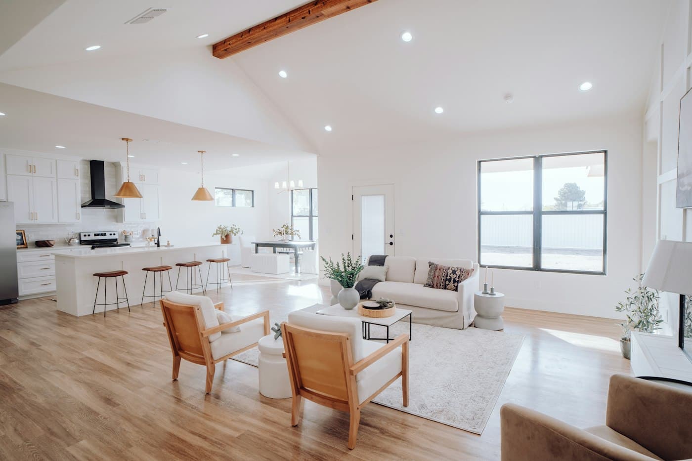 Open-concept kitchen and living space